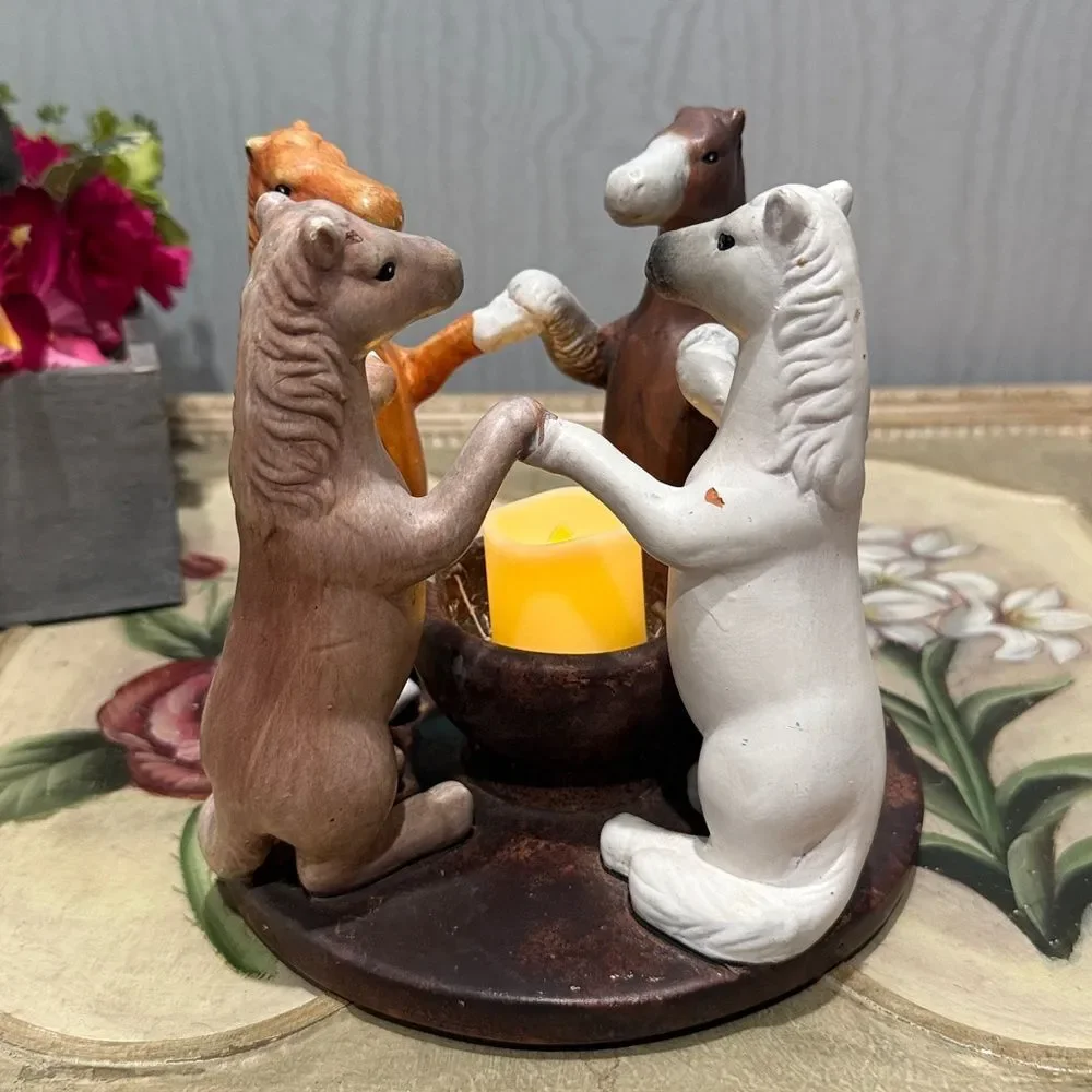 Vintage 2002 PENCO HORSES Circle of Friends Candle Holder